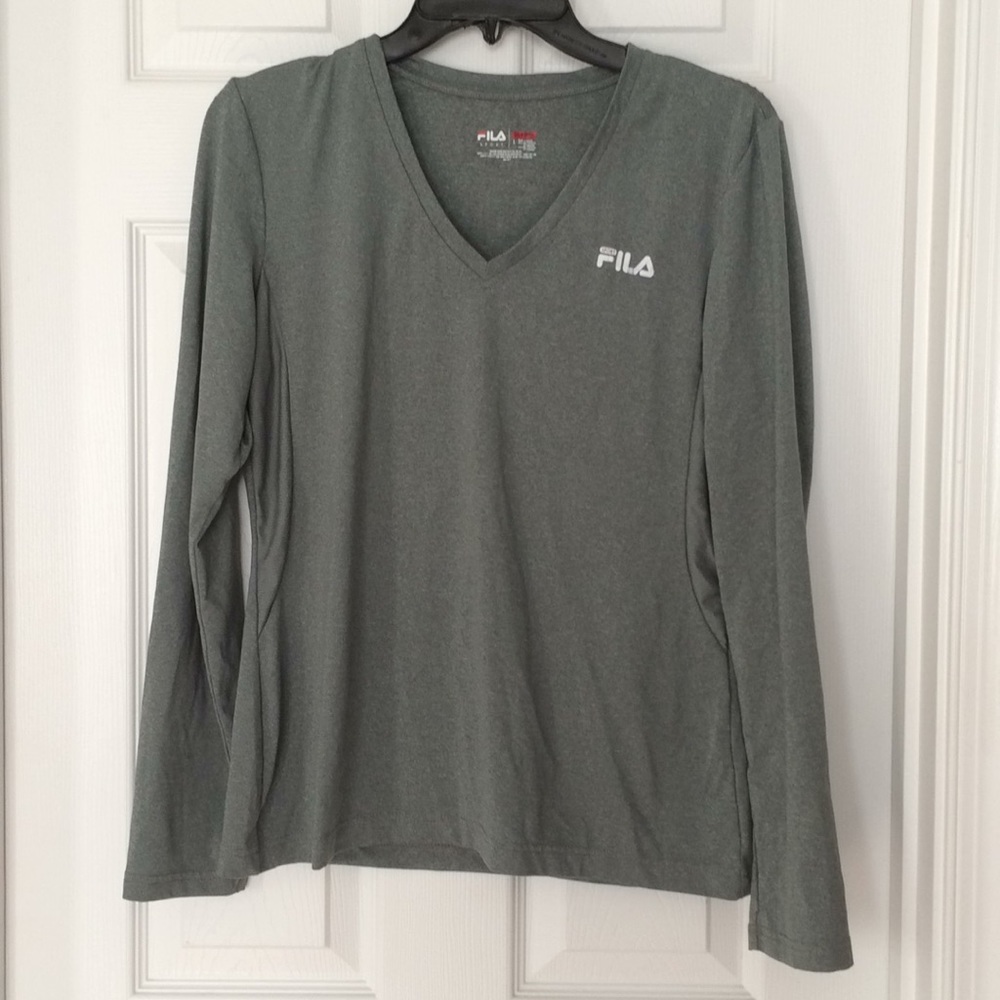 Olive Green Long-Sleeved FILA Athletic Top